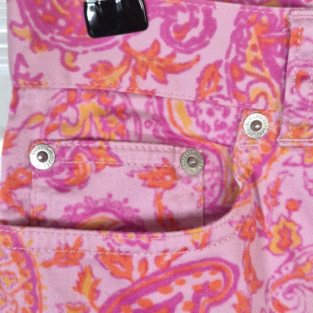 Vintage Y2K Lauren Ralph Lauren pink orange paisley floral straight leg pants 4 - Picture 3 of 11